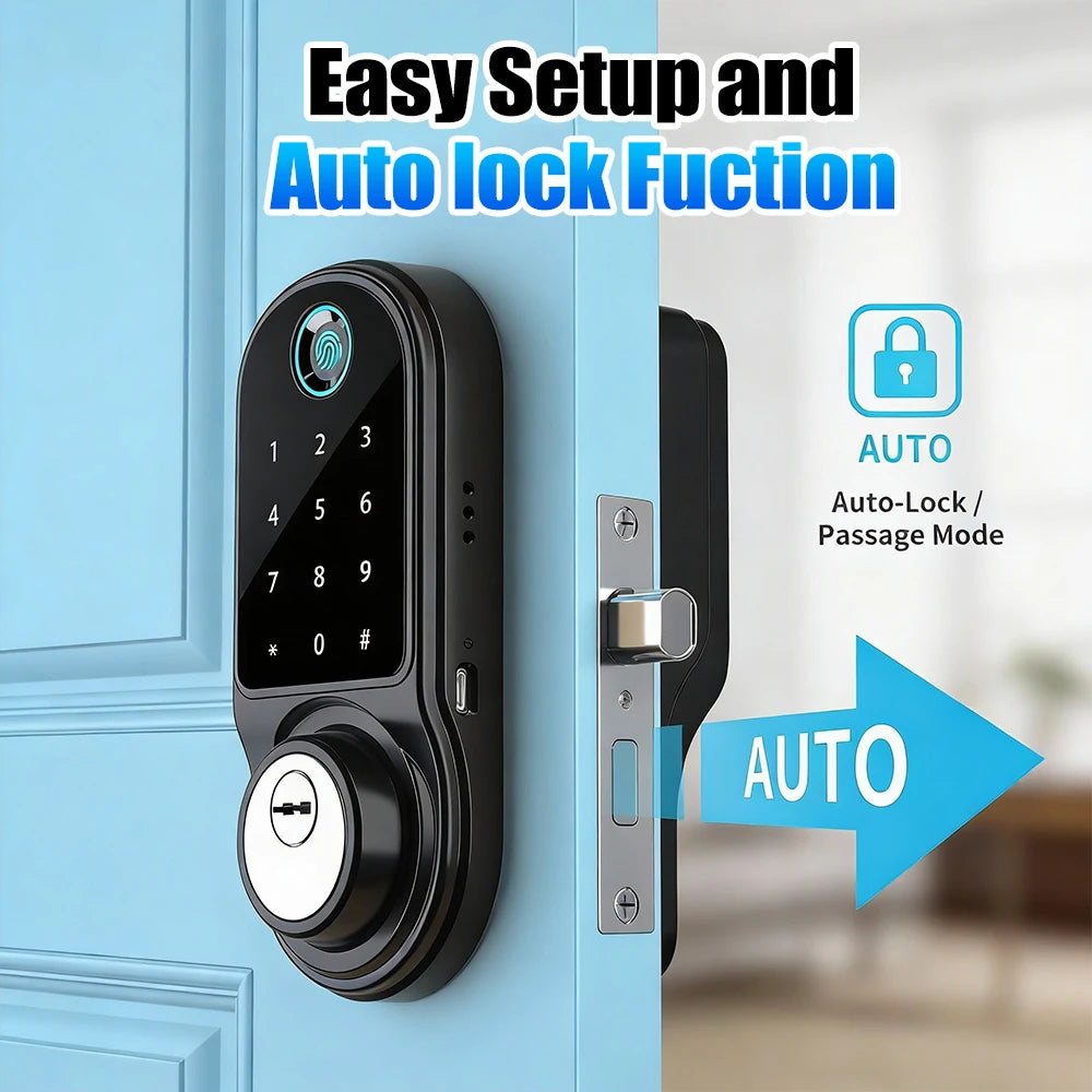 Bluetooth Smart Deadbolt Lock With Fingerprint And Touch Keypad
