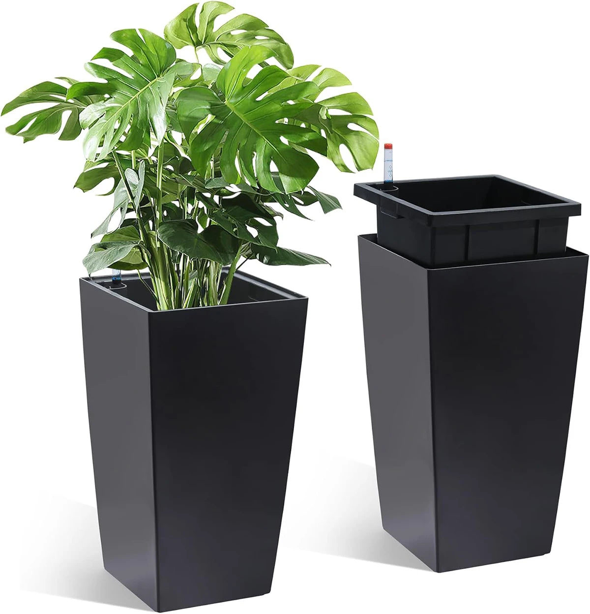 TWISTER.CK Rectangular Planters Set Of 2 Pots With Drainage Holes