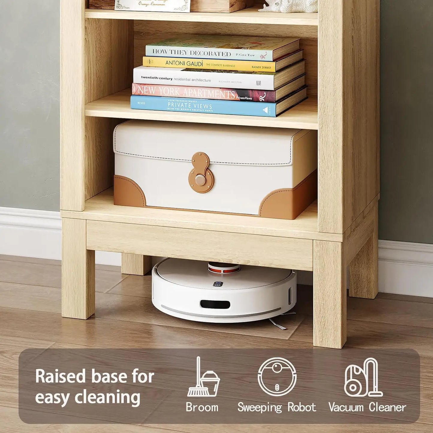 Arch Storage Cabinet 7 Tier Open Organizer With One Drawer Wooden