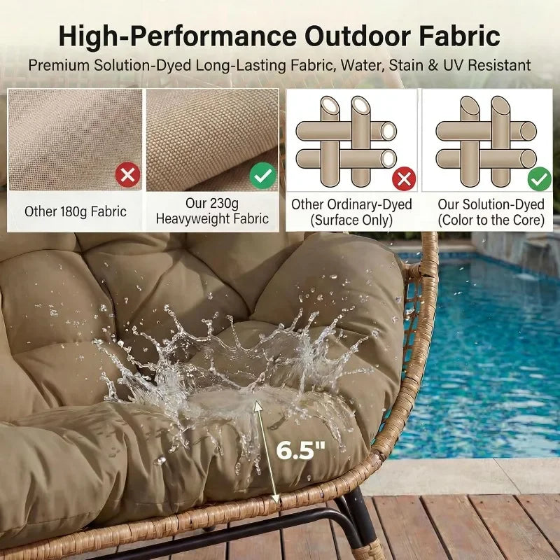 Two Person Egg Chair Indoor Outdoor Wicker Lounge With Ottoman