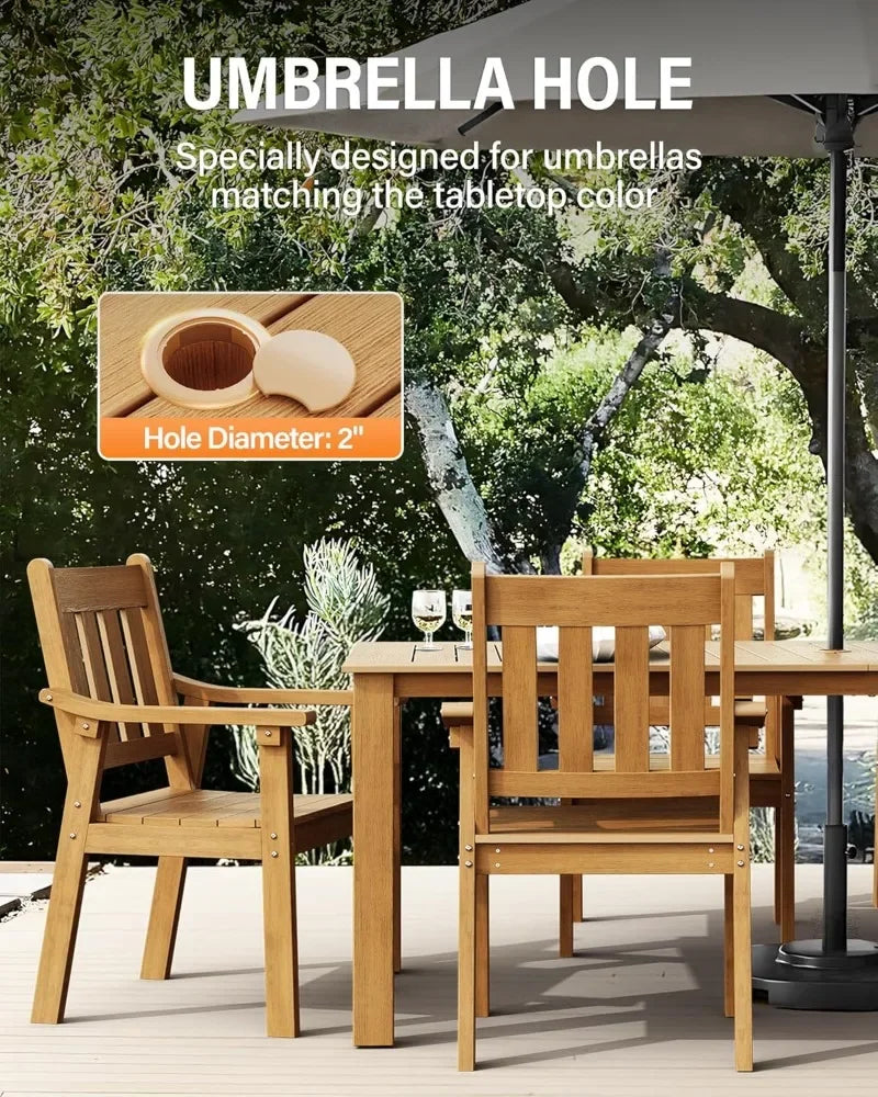 YEFU HIPS Patio Table Set 7 Piece Outdoor Dining Furniture