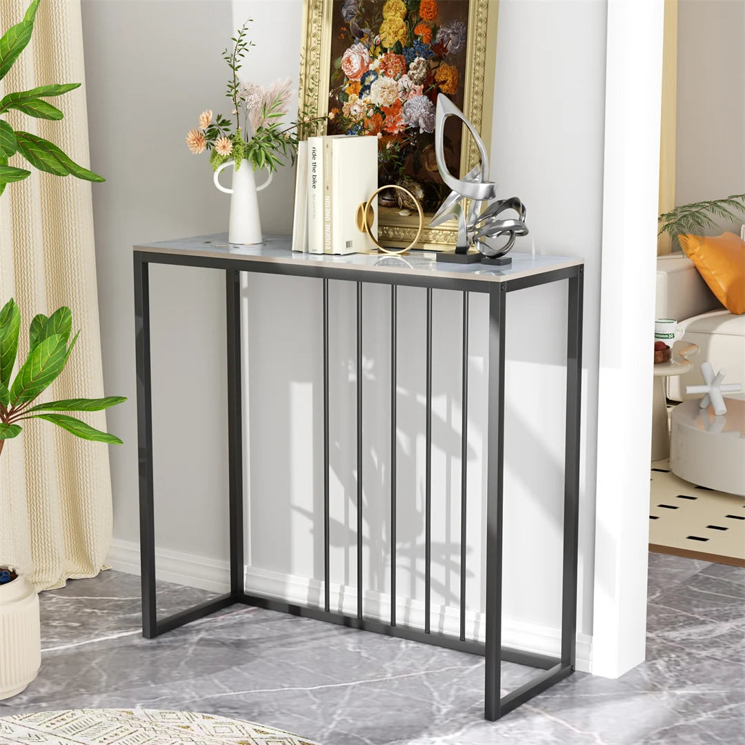 LUVODI Narrow Console Table With Storage For Entryway Metal Frame