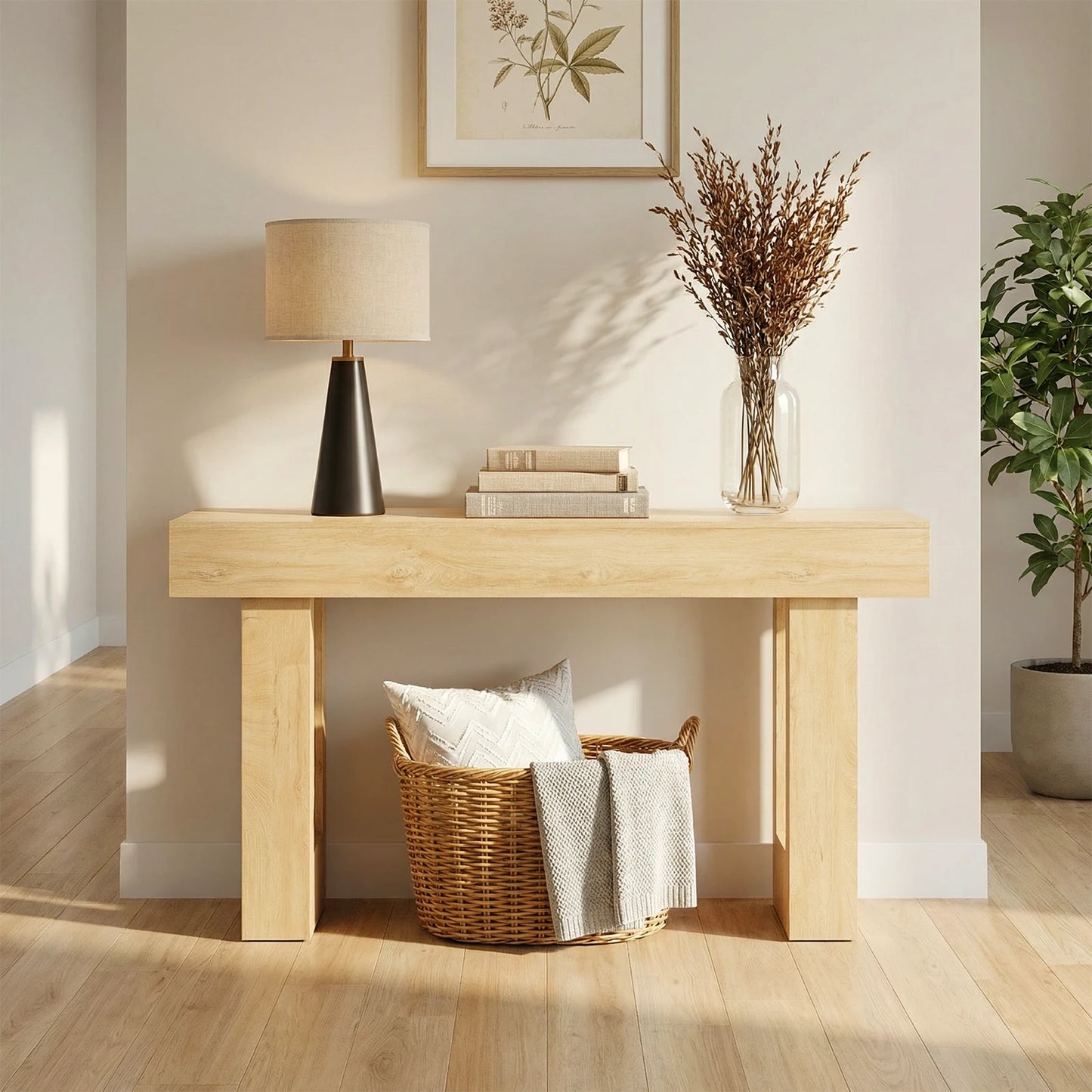JHK Narrow Sofa Console Table Wood Entryway Space Saving