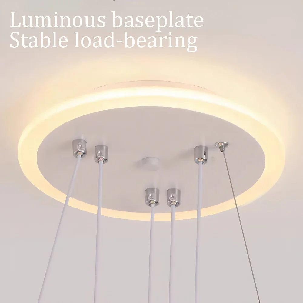 Led Pendant Chandelier With Three Color Temperatures And Adjustable Height