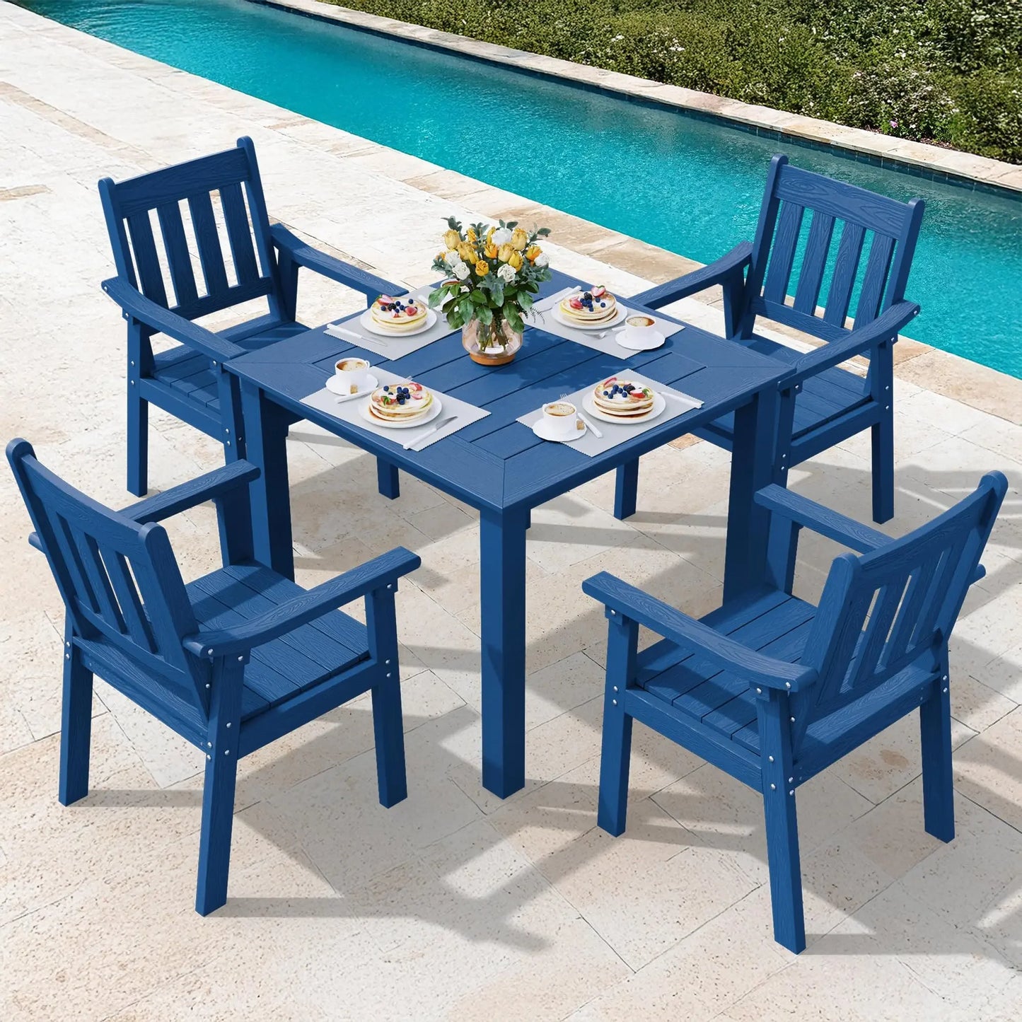 YEFU HIPS Patio Table Set 7 Piece Outdoor Dining Furniture