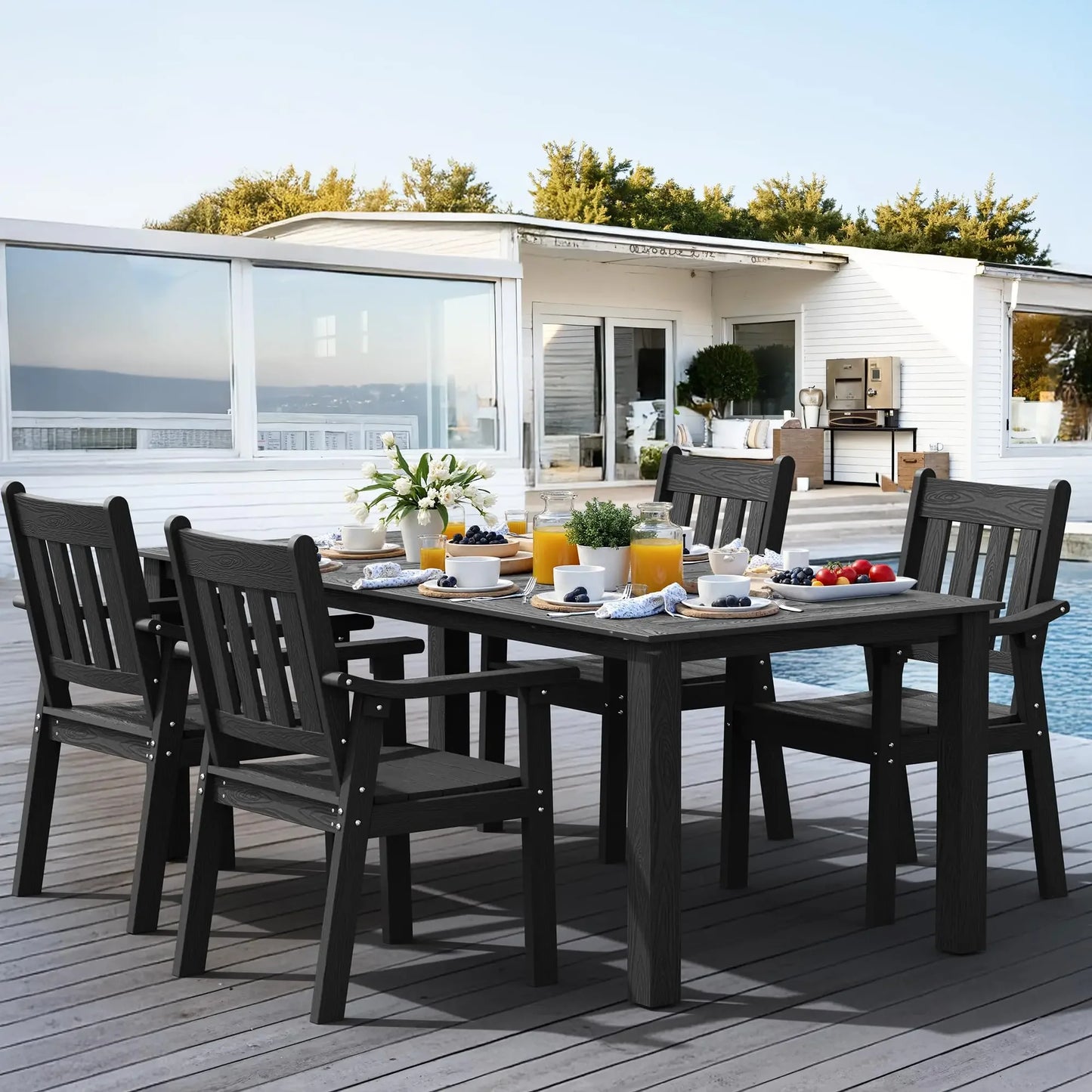 YEFU HIPS Patio Table Set 7 Piece Outdoor Dining Furniture