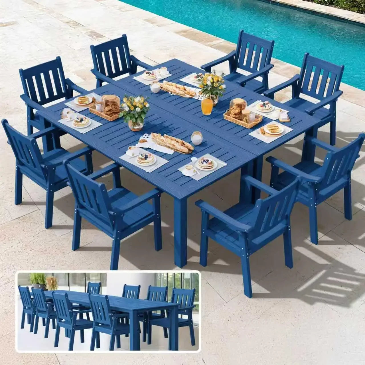 YEFU HIPS Patio Table Set 7 Piece Outdoor Dining Furniture