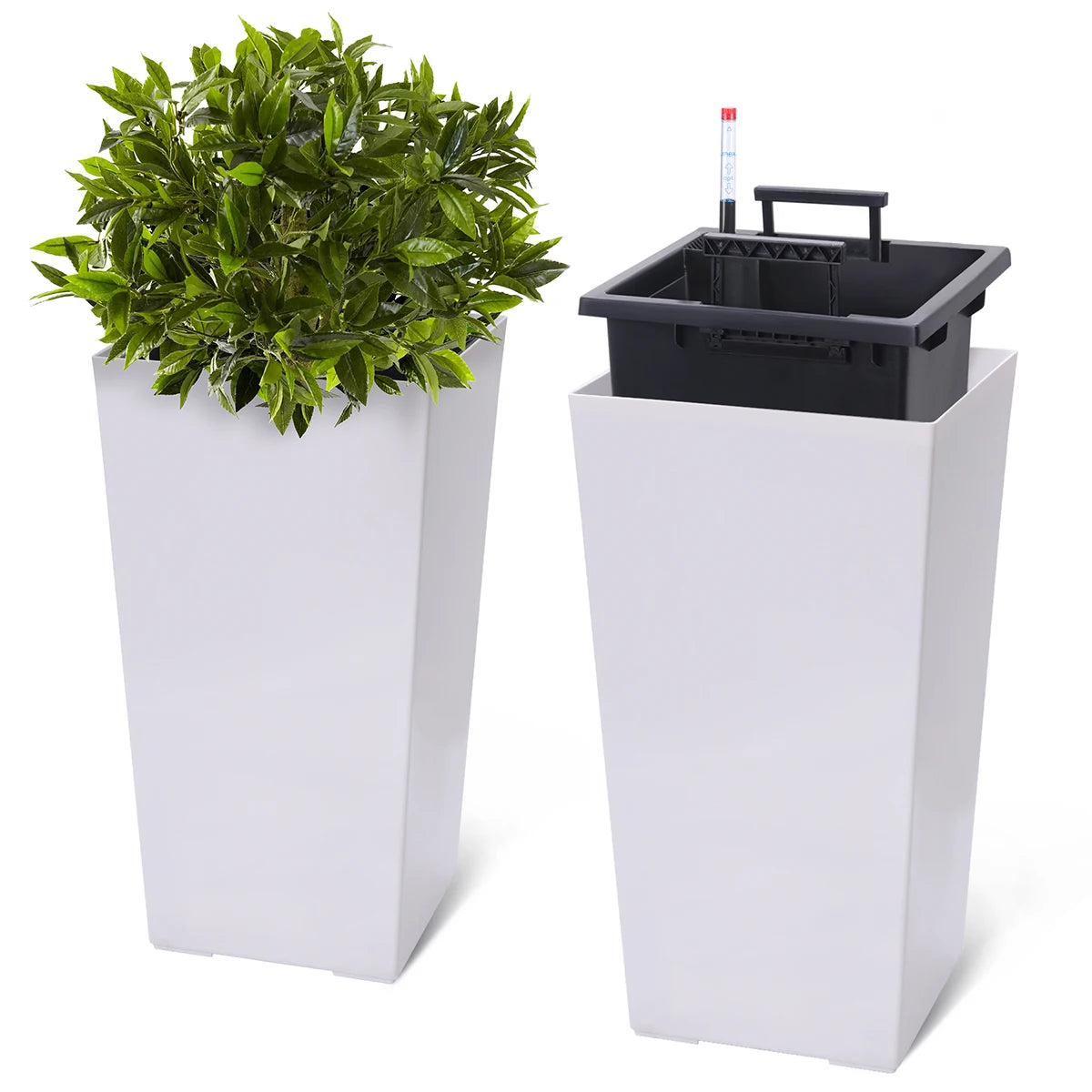 TWISTER.CK Rectangular Planters Set Of 2 Pots With Drainage Holes