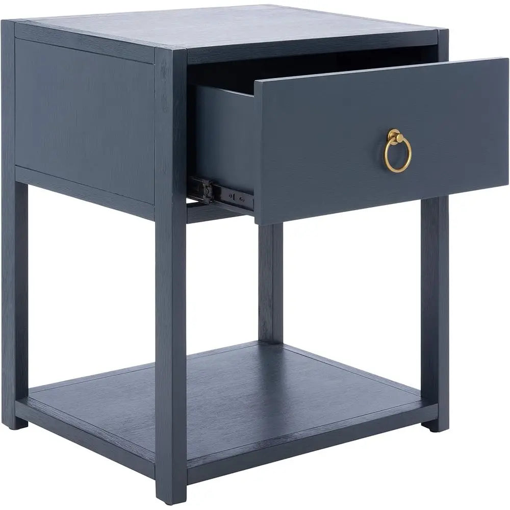1-Der Nightstand Wood With Glam Gold Hardware For Bedroom