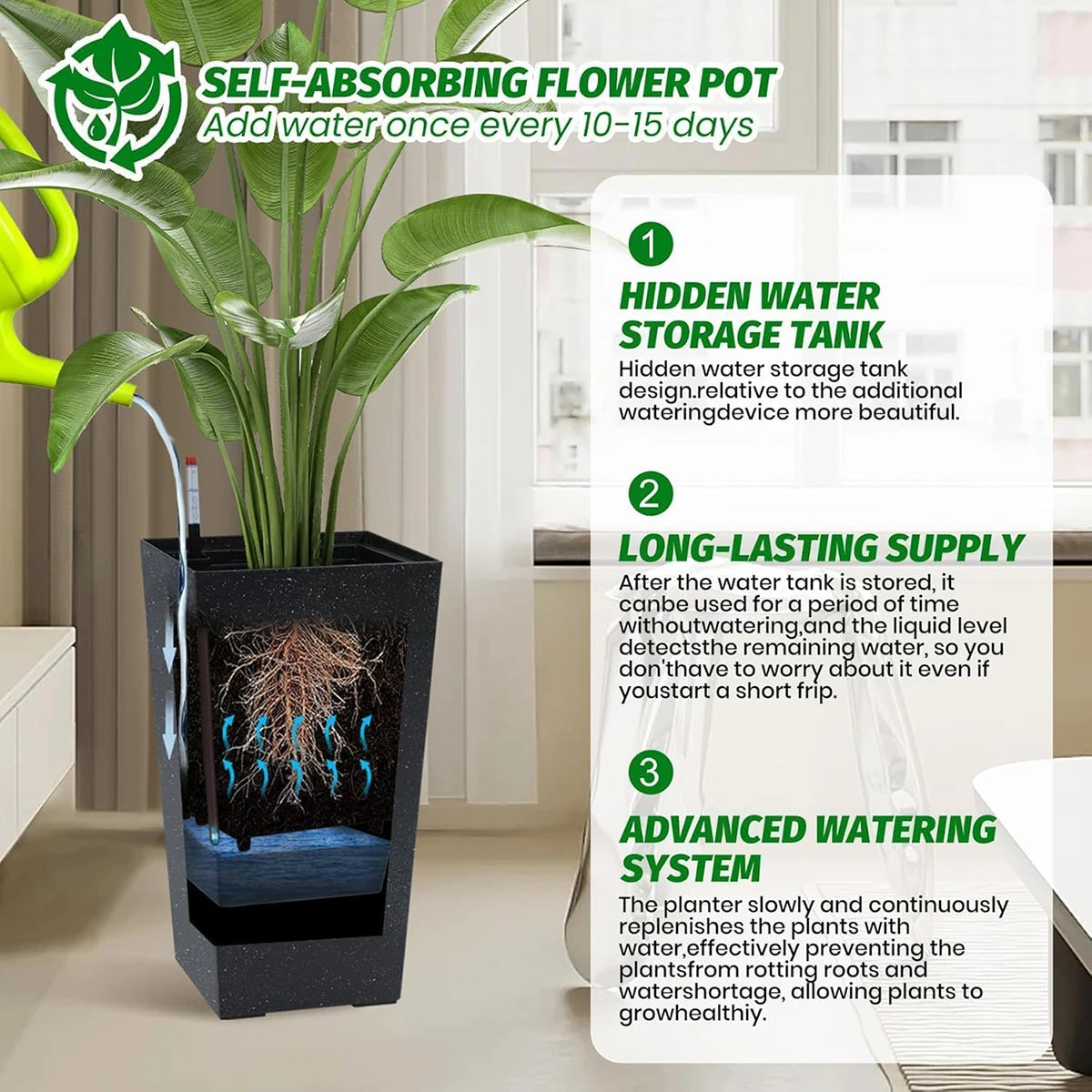 TWISTER.CK Rectangular Planters Set Of 2 Pots With Drainage Holes