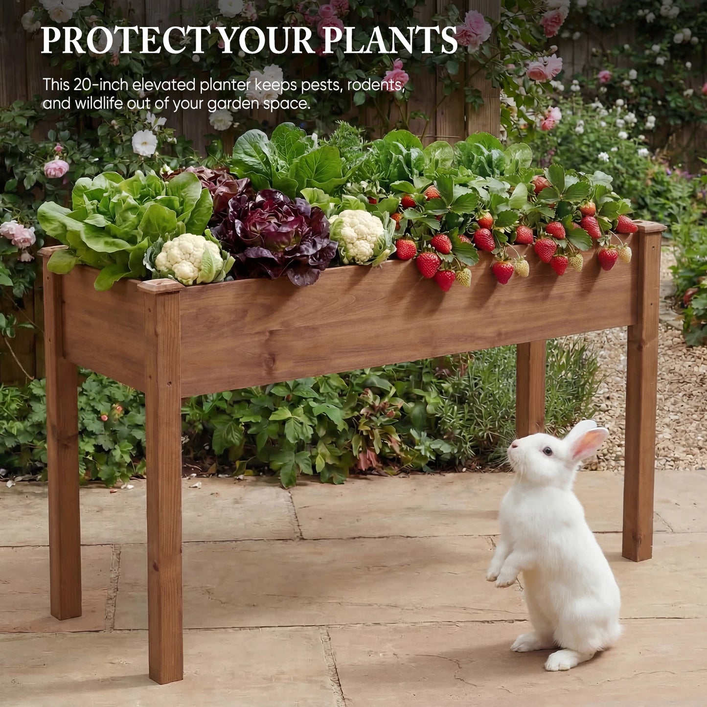 JHK Wood Raised Garden Bed Planter Box With Legs For Patio