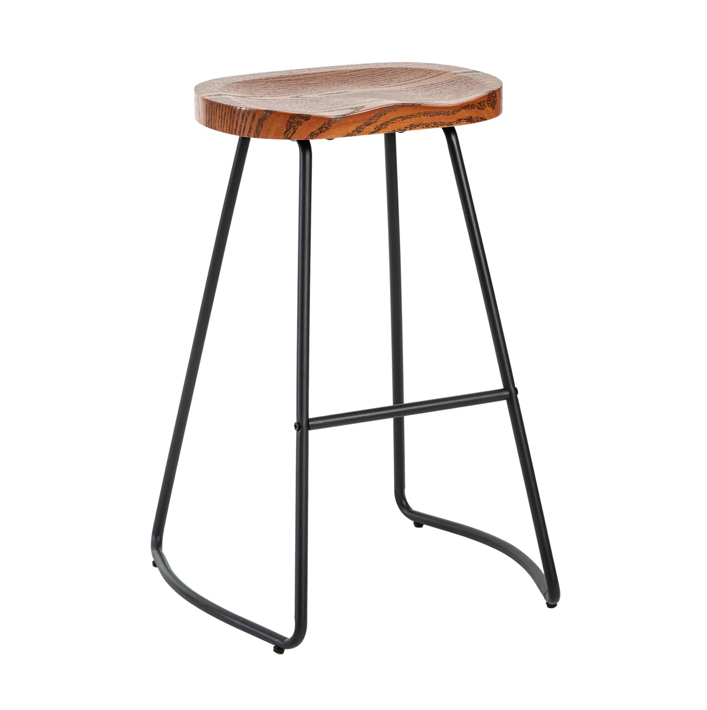 JHK Wood Saddle Seat Counter Stools With Metal Legs Office