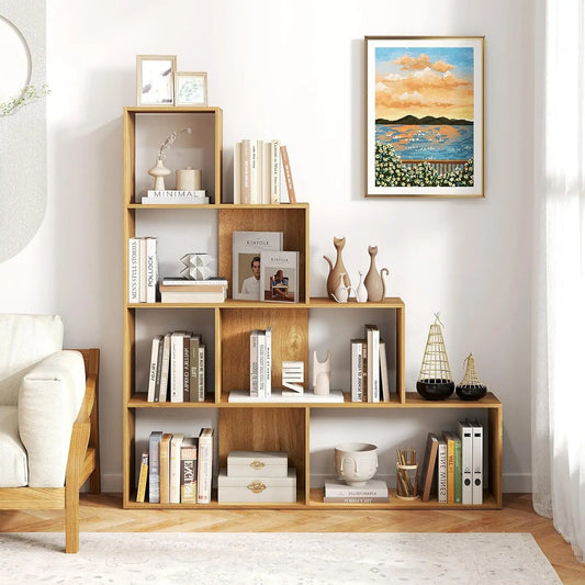 L Shaped Ladder Corner Bookshelf With Tiers And Shelves Storage