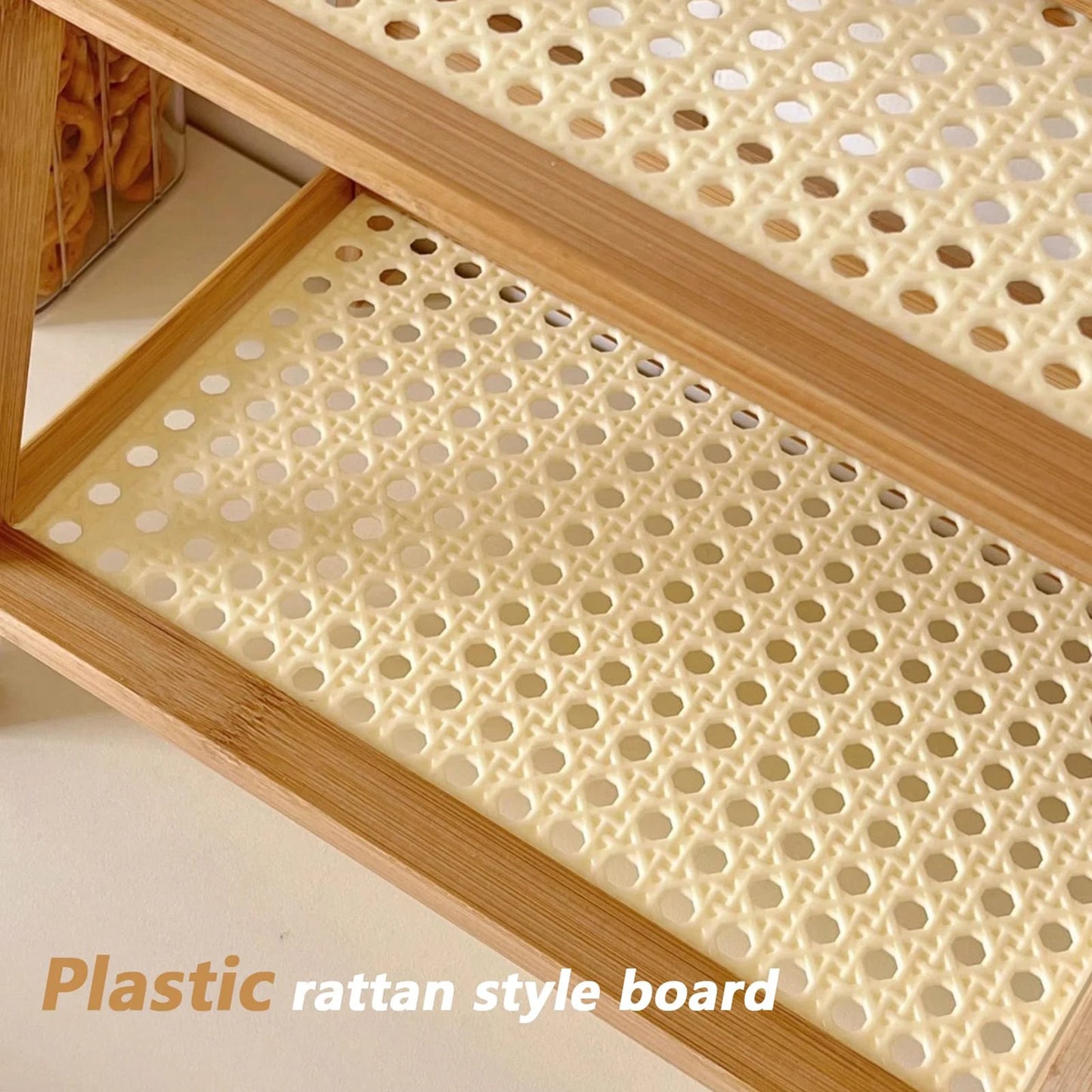 Double Layer Desktop Organizer Shelf 2 Tier Wood Storage Rack