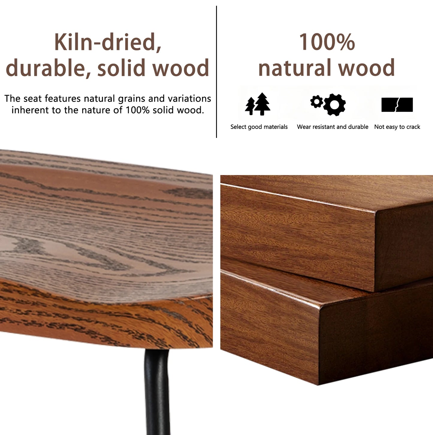 JHK Wood Saddle Seat Counter Stools With Metal Legs Office