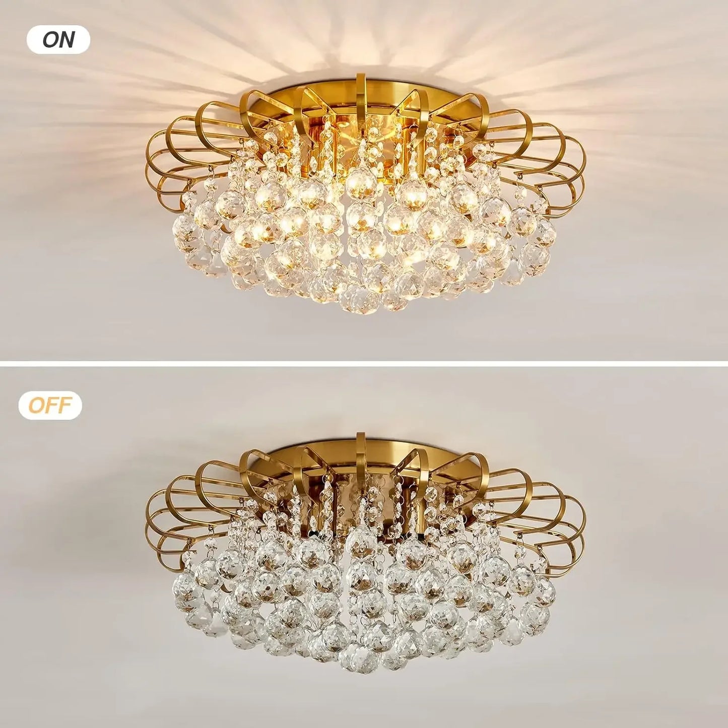 4 Lights Crystal Chandelier Modern Semi Flush Mount Ceiling Light