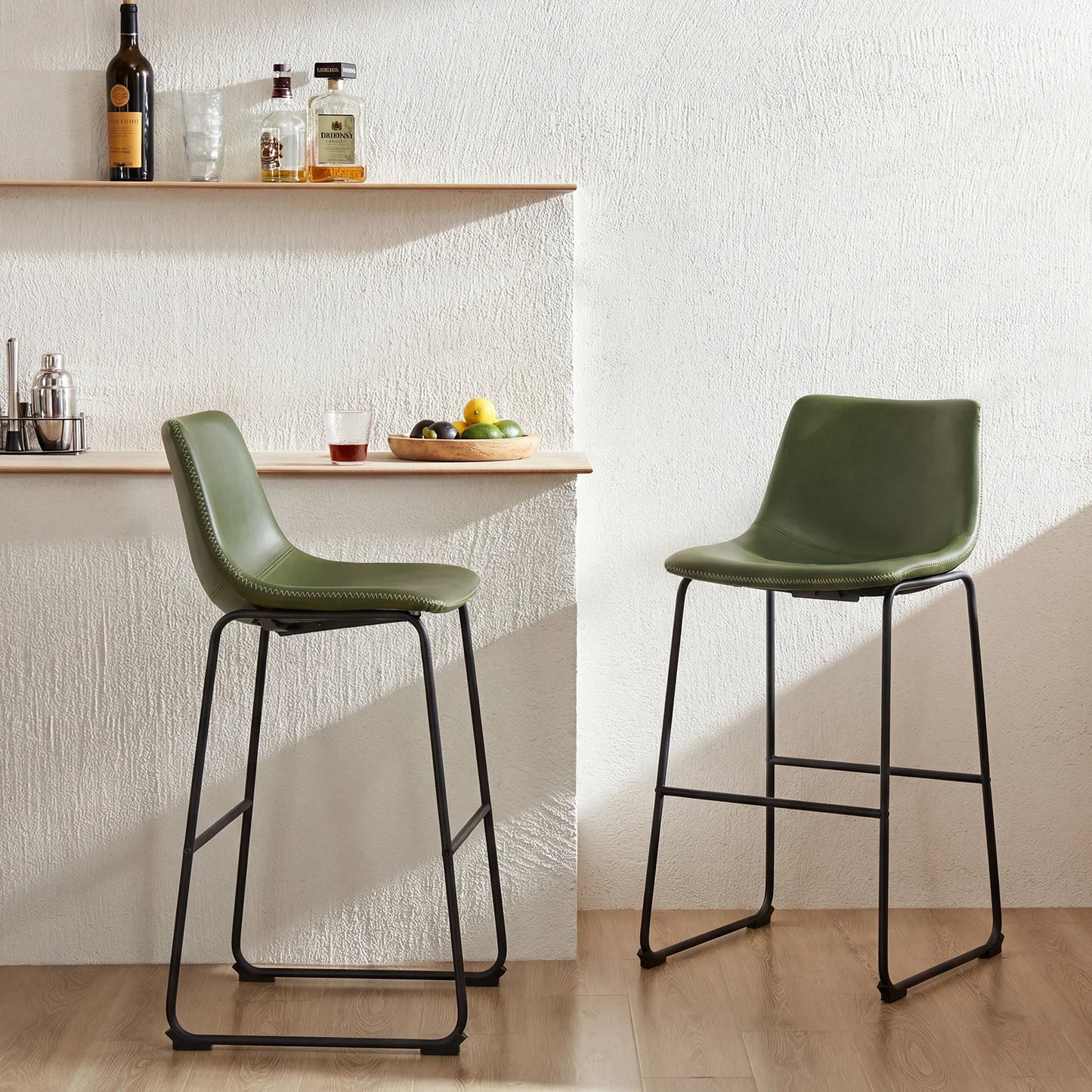 JHK PU Leather Counter Height High Chair Set 2 Pack