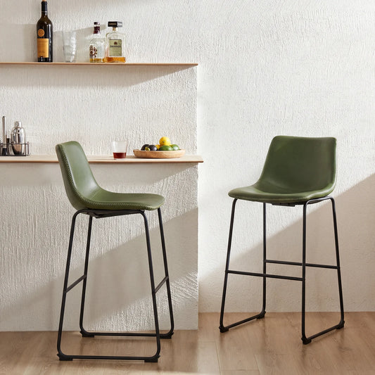JHK PU Leather Counter Height High Chair Set 2 Pack