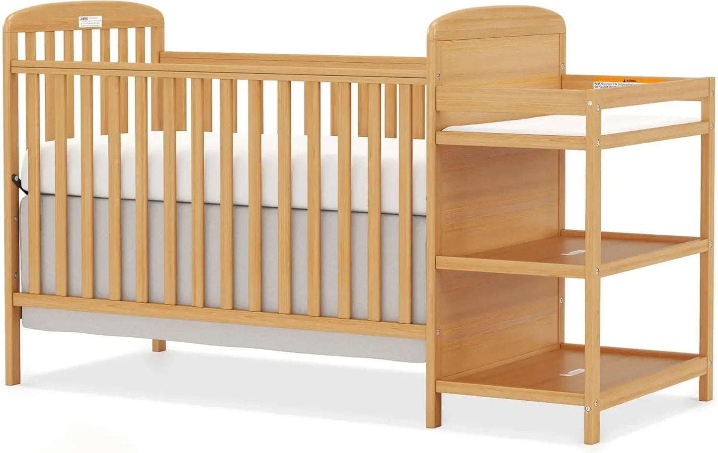 Wooden Baby Crib Convertible Changing Table Combo Nontoxic Finish