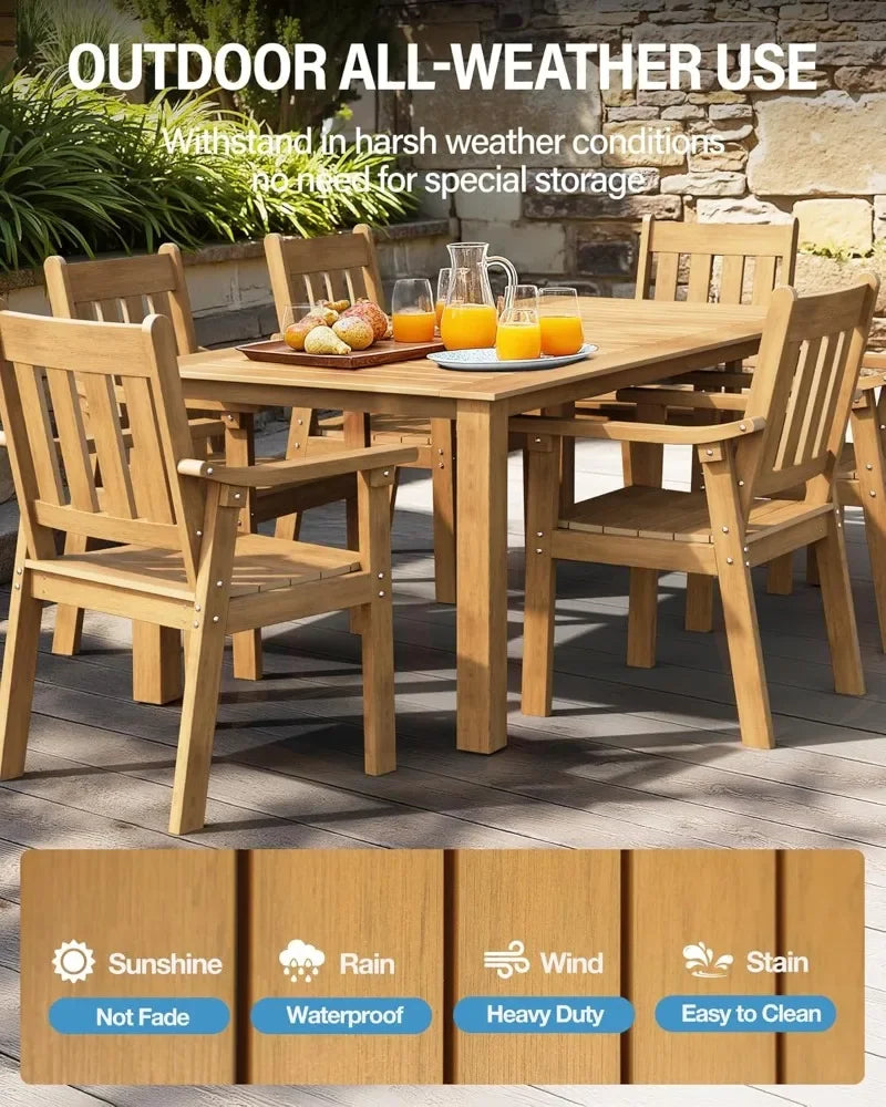 YEFU HIPS Patio Table Set 7 Piece Outdoor Dining Furniture
