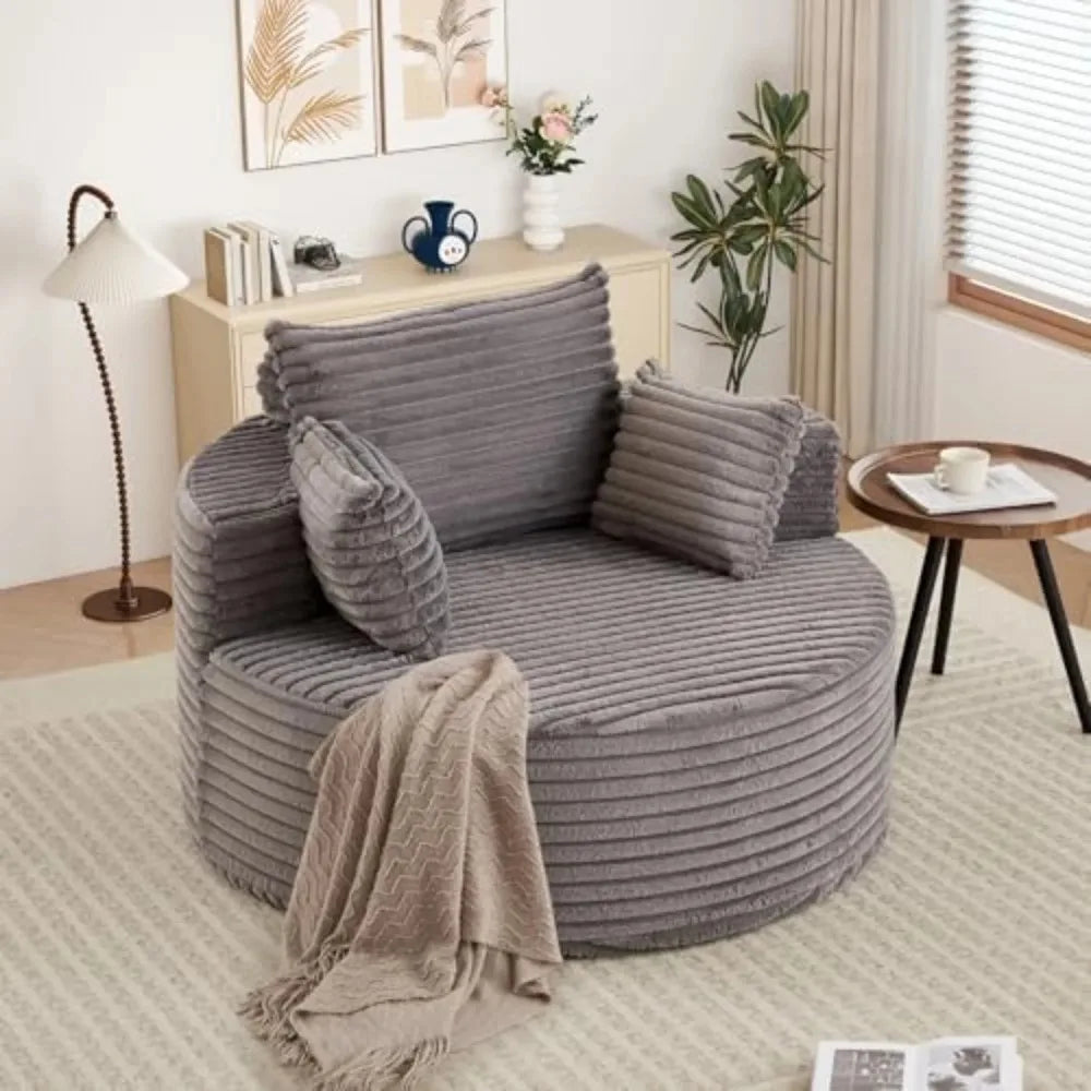 Comfortable Round Corduroy Accent Sofa Chair For Floor Seating