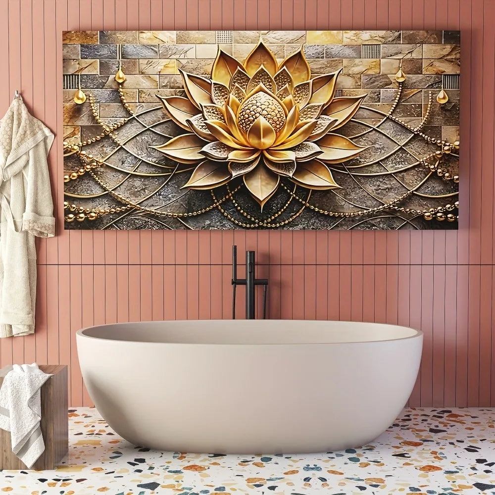 Modern Abstract Black Gold Floral Canvas Art Pine Wood Frame