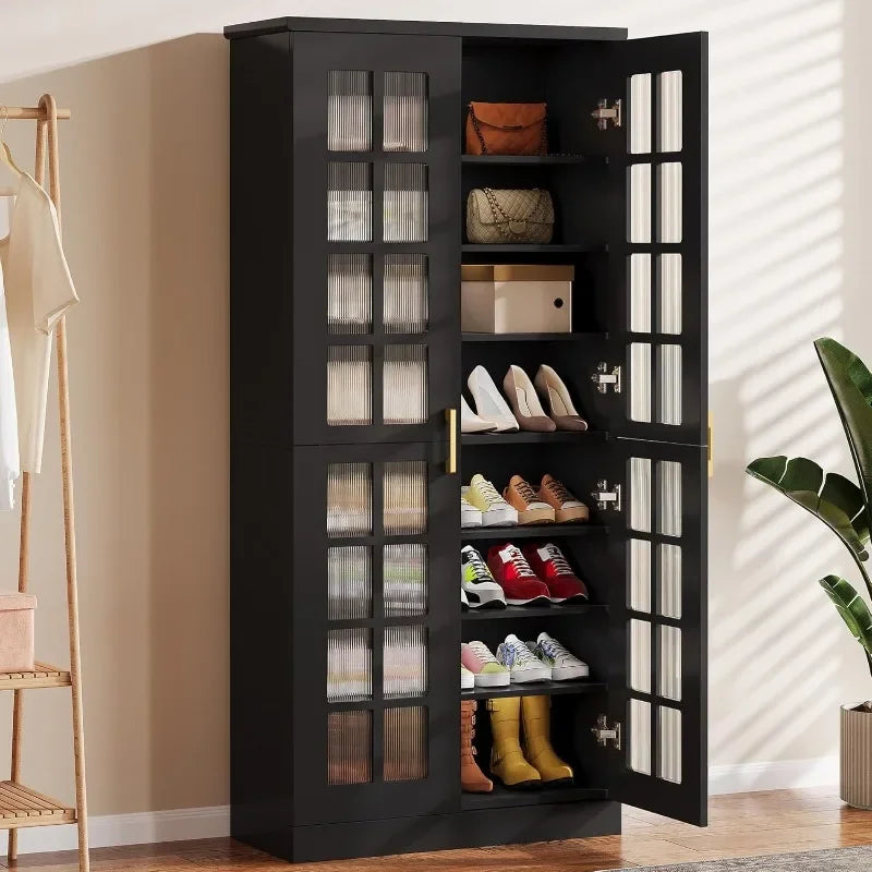 Tall Shoe Cabinet With Doors Eight Tier Storage Organizer