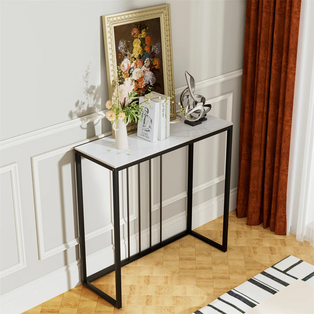 LUVODI Narrow Console Table With Storage For Entryway Metal Frame