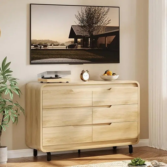 HiMISS Six Drawer Dresser Modern Wood Storage For Bedroom