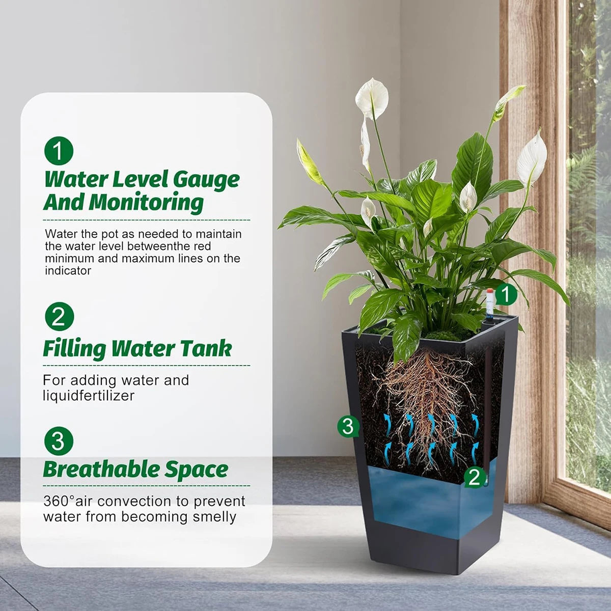 TWISTER.CK Rectangular Planters Set Of 2 Pots With Drainage Holes